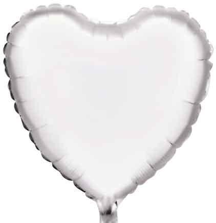 18'' White Heart Foil Balloon