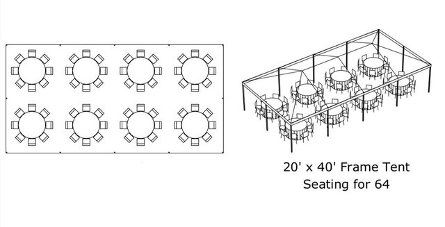 20x40 FRAME TENT PACKAGE 8 tables, 64 chairs-PAIGE