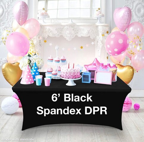 BLACK SPANDEX 6' TABLE COVER-DPR