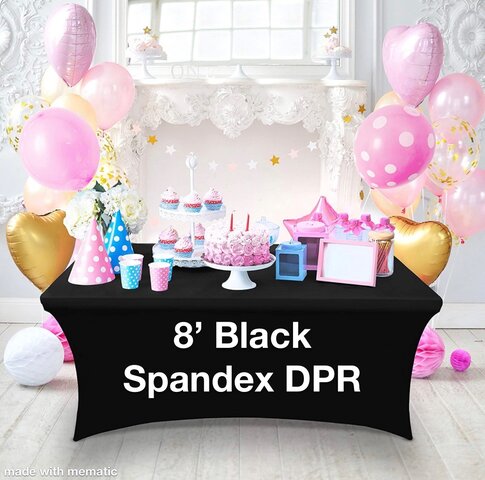 BLACK SPANDEX 8' TABLE COVER-DPR
