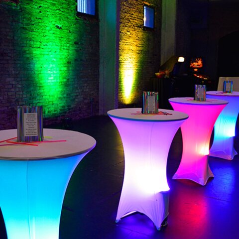 Light up High top table(white spandex/batt LED)