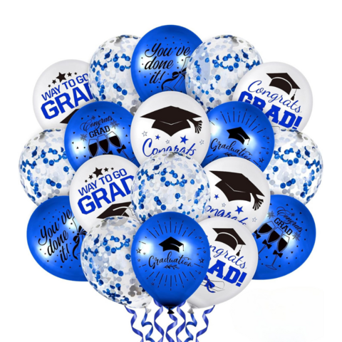 Blue, White, Confetti Latex Balloon Kit