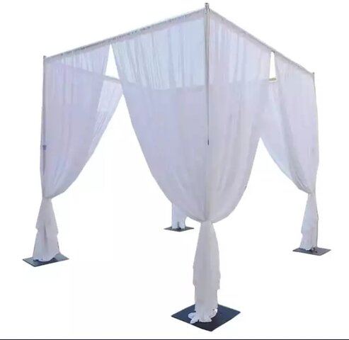 8 FOOT TALL WEDDING CANOPY (CHUPPAH) WITH SHEER VOILE DRAPES