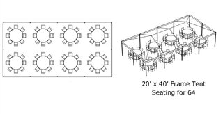 20x40 FRAME TENT PACKAGE 8 tables, 64 chairs-PAIGE