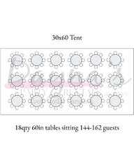 30 x 60 FRAME TENT PKG 144 WHITE CHAIRS 18 TABLES