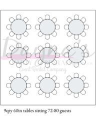 30 x 30 FRAME TENT PKG. 72 WHITE CHAIRS 9 TABLES 