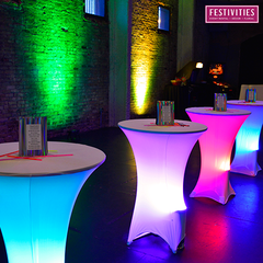 Light up High top table(white spandex/batt LED)