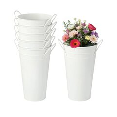 12 inch White Galvanized Metal Vase 