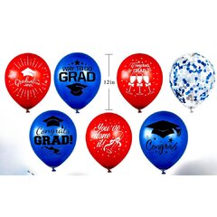 Red and Blue Graduation Balloon Bunch 7qty Latex 12''