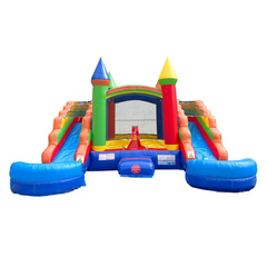 Rental Lite Rainbow Double Slide Bounce House Combo