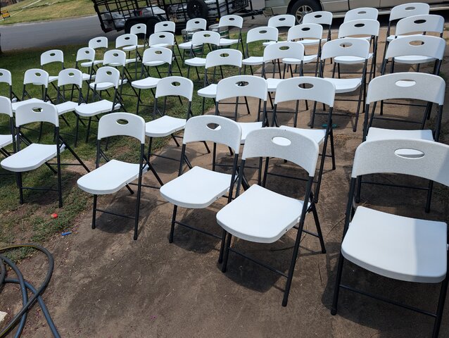 White folding chairs