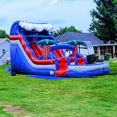 17ft Red and Blue Tropical Dual Lane Slide