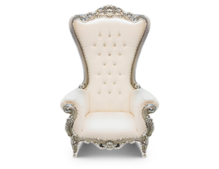 6ft White Leather Throne Chair