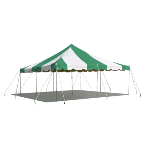 20' x 30' Pole Tent (White/Green Stripes)