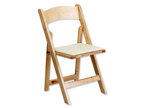 Folding Chair Natural Wood w/ Pad