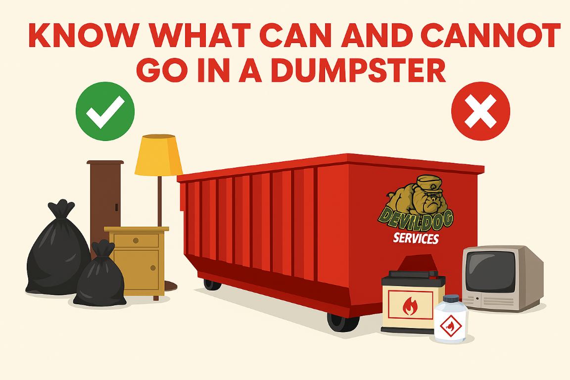 Acceptable Items to put in a dumpster rental in Gilbert  AZ