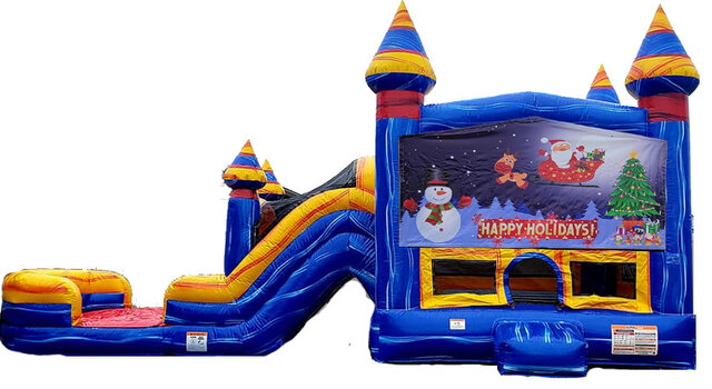 Happy Holidays Arctic Bounce House with Slide Rental