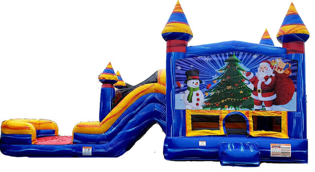 Merry Christmas Arctic Melt Bounce House with Dual Slide