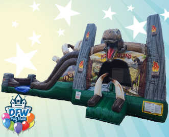 Jurassic Island Bounce House with Dual Slide Water Slide