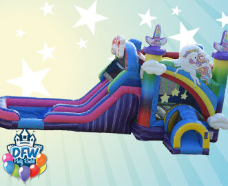 Unicorn Bounce House with Dual Slide