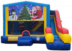 Merry Christmas Obstacle Bounce House with Slide