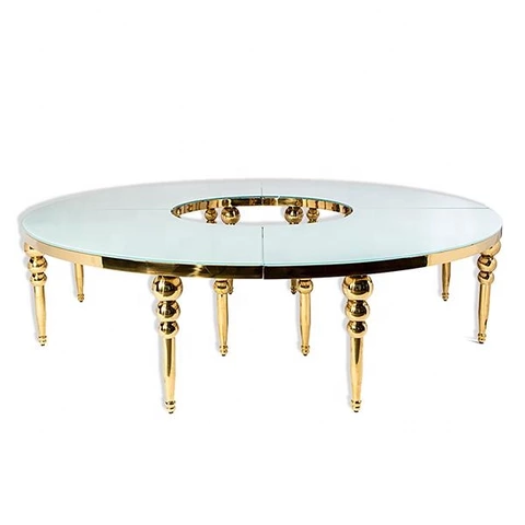 Marion Dining Table - Gold & White