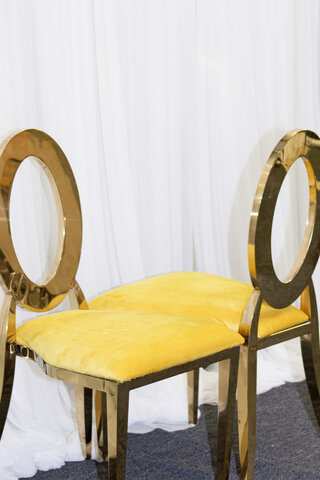 Oz Gold Chair w/ Mustard Yellow Velvet Cushion 