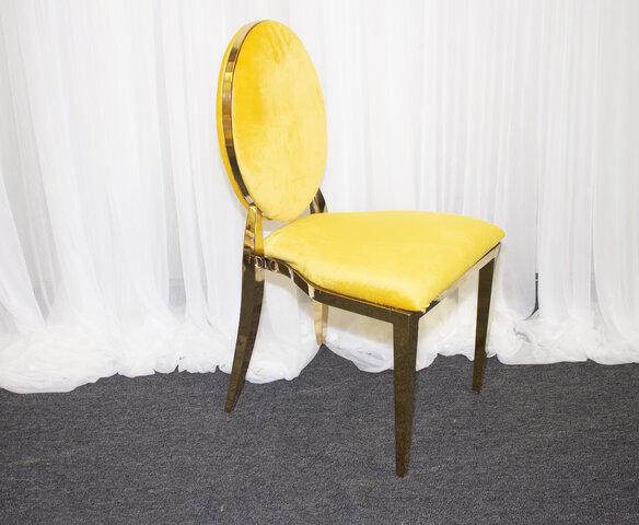 Olivia Gold Chair w/Mustard Yellow Velvet Cushion 
