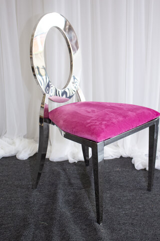 Oz Chrome Chair w/ Fuchsia Pink Velvet Cushion 