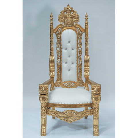 Throne Chair - Gold & White