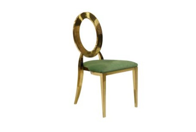 Oz Gold Chair w/Olive Green Velvet Cushion 