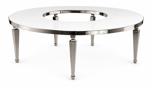 Marion Table with Straight Legs with White Glossy Top 