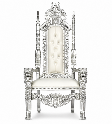Throne Chair - Silver & White