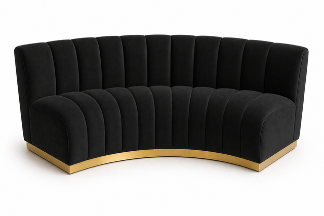 Ruth Curved Sofa - Black - New Arrival 