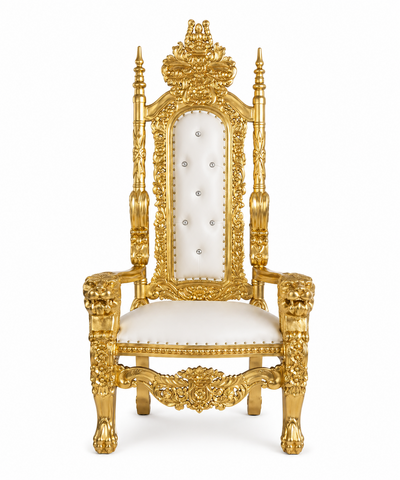 Throne Chair - Gold & White