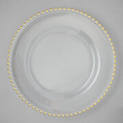 Gold Beaded Glass Charger Plate