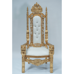 Throne Chair - Gold & White