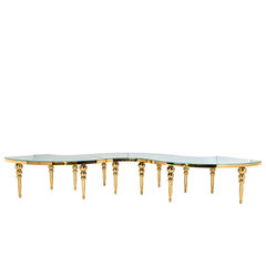 Marion Serpentine Table - Gold & White