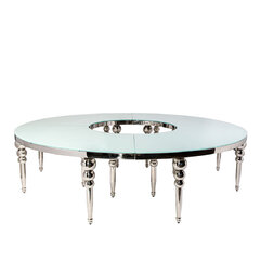 Marion Dining Table - Silver & White Glossy Top