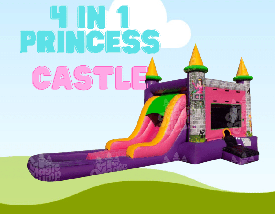 Bull Valley, IL | 4 In 1 Princess Castle Waterslide Rental | Dino Jump