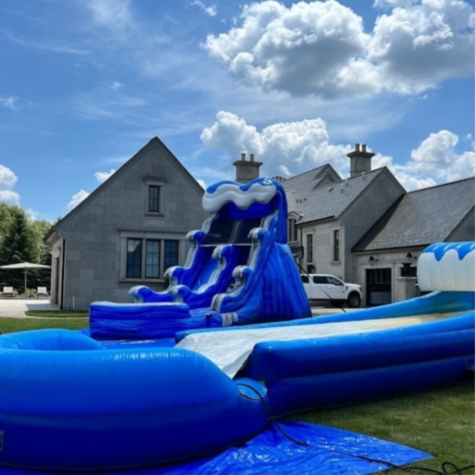 South Barrington | Blue Riptide Waterslide Rental | Dino Jump