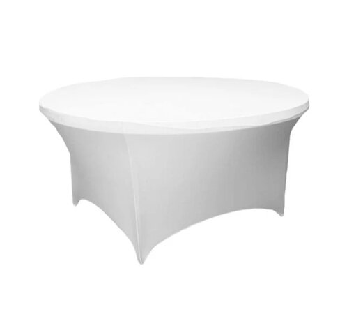 Spandex 60in Round Table Cover. White