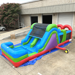 New Arrival 35' wet/dry double lane obstacle course 