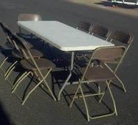 Banquet Table & 6 Gray Chairs