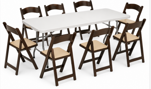 Rectangle Table and Resin Chairs
