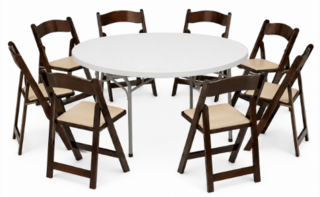 Round Table and Wooden Chair 