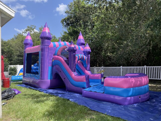Cotton Candy Mega Castle Bounce House w/ Slide