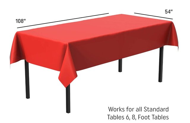 8ft & 6ft Rectangular Disposable Plastic Table Cover (54