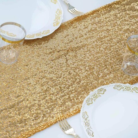 Gold Sequin Table Runner 12
