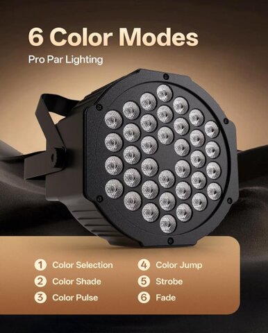 LED Stage Lights – RGB DJ Sound-Activated with Remote